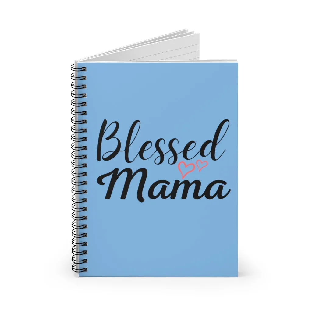 Blessed Mama Light Blue Spiral Journal - Ruled Line