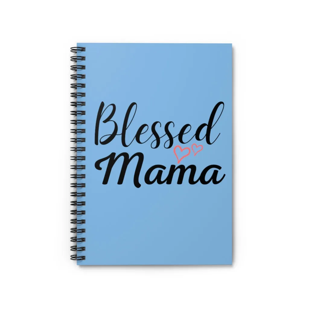 Blessed Mama Light Blue Spiral Journal - Ruled Line