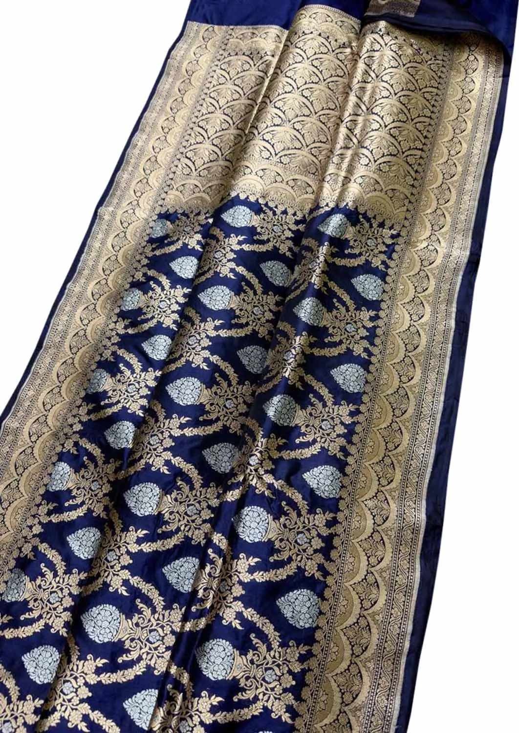 Blue Banarasi Handloom Pure Katan Silk Sona Roopa Saree