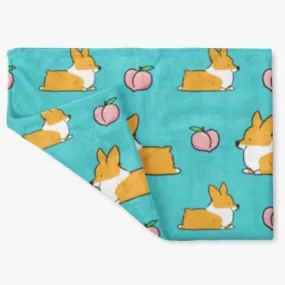 Blue Corgi Sploot Fleece Blanket | 3 Sizes