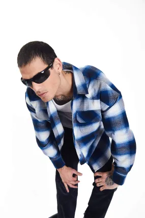 Blue Plaid Flannel Oversized Shirt