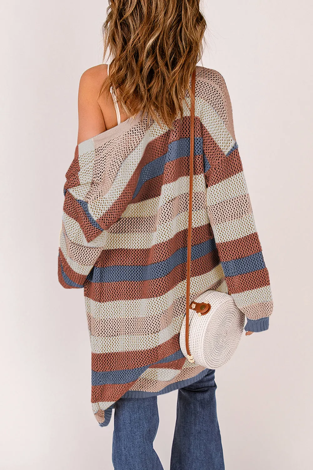 Blue Striped Knit Cardigan