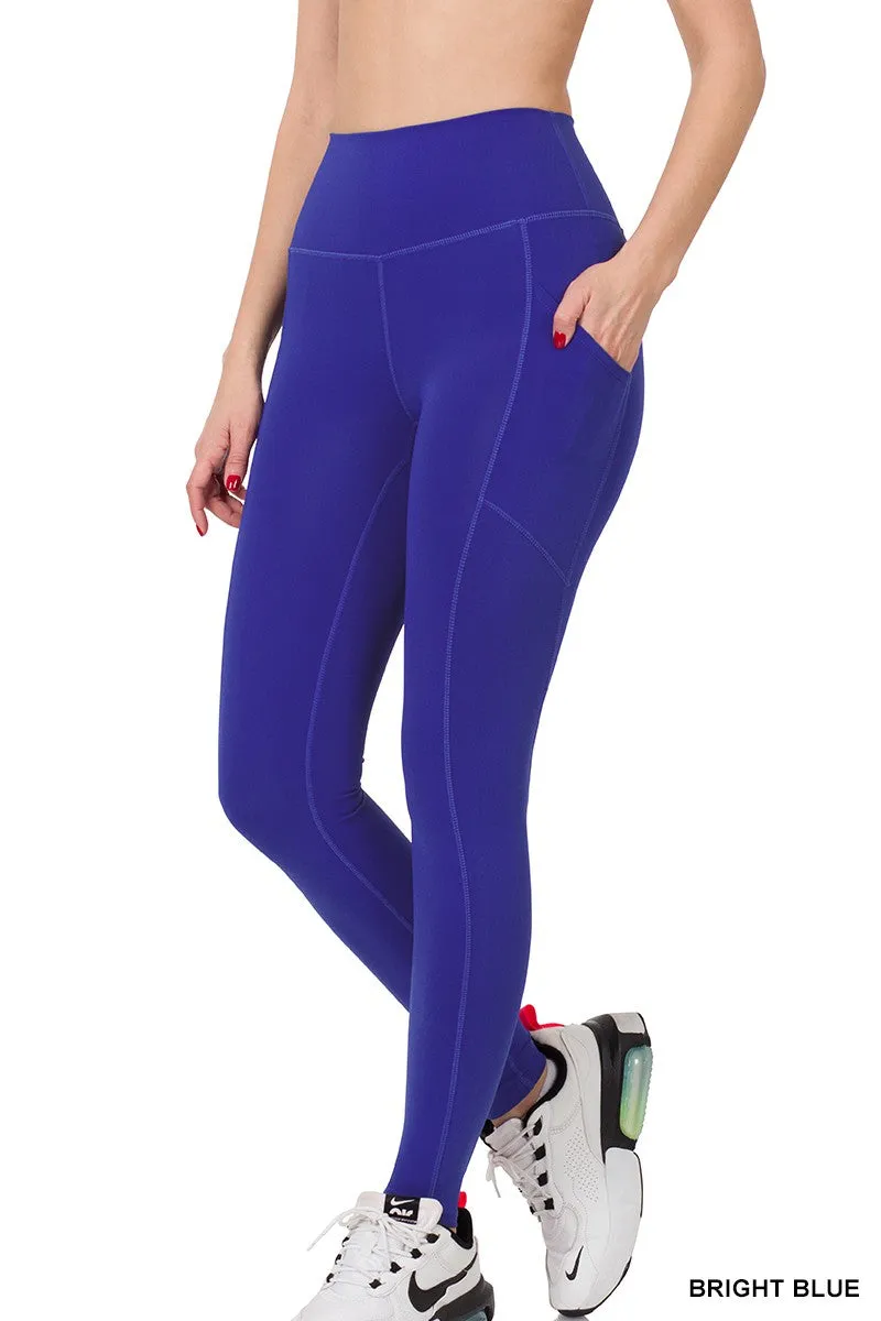 Blue Wide Band Pocket Leggings