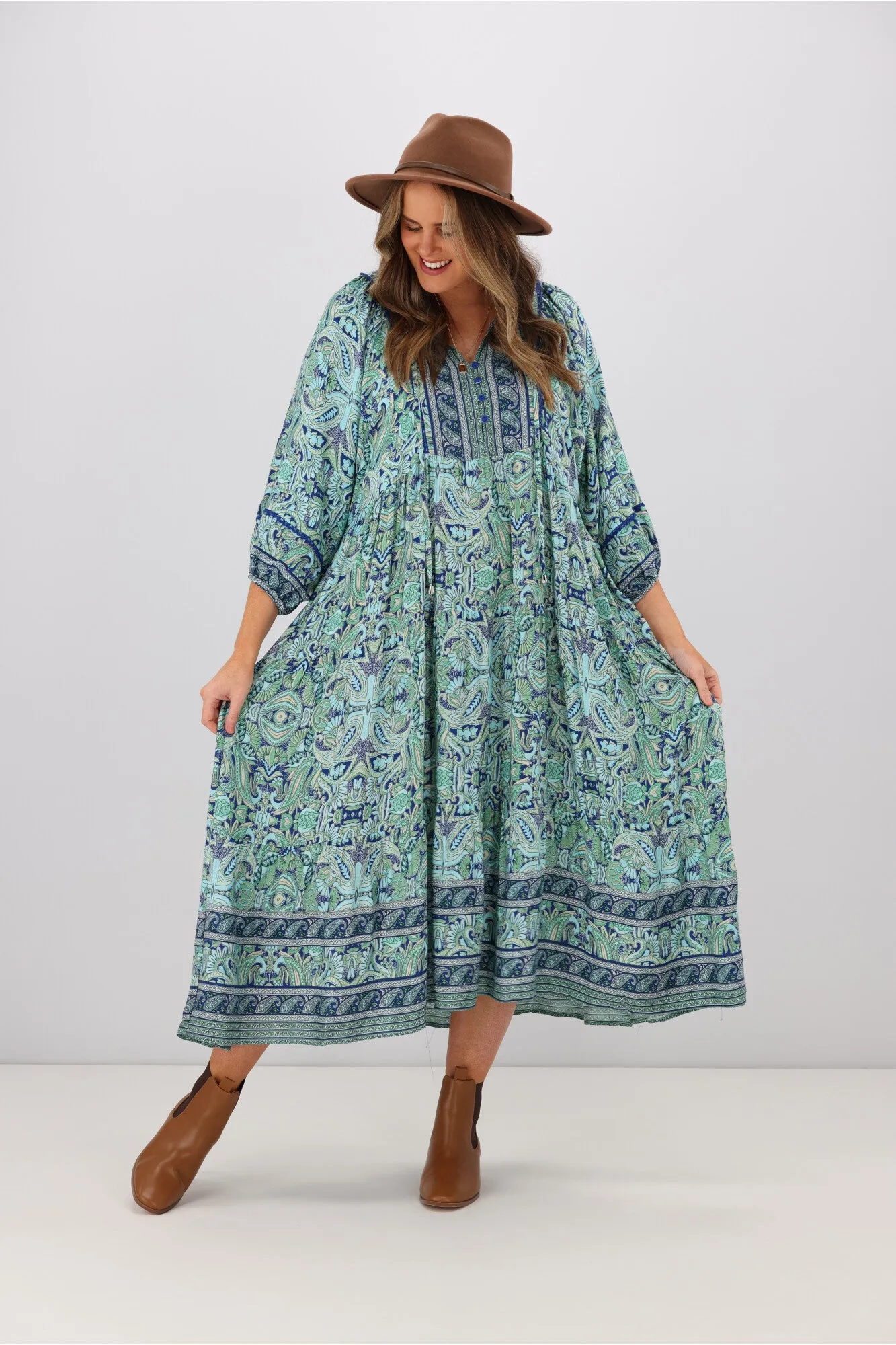 Boho Australia Sumaya Dress Blue Print