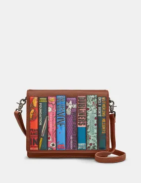 Bookworm Brown Vegan Leather Flap Over Cross Body Bag