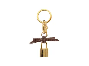 Bow and Padlock Keyring/Bag Charm - Orinoco 'Croc' Print - Taupe