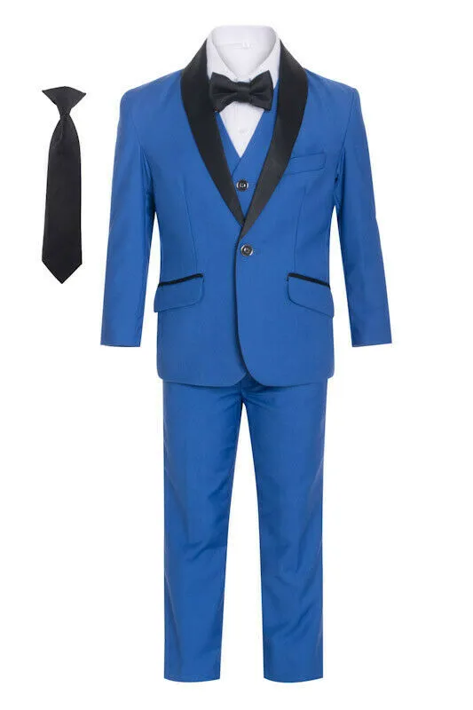 Boys Blue Shawl Tuxedo Suit