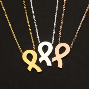 Breast Cancer Awareness Ribbon Pendant Necklace