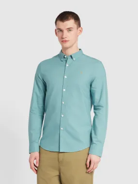 Brewer Slim Fit Organic Cotton Long Sleeve Shirt In Brook Blue