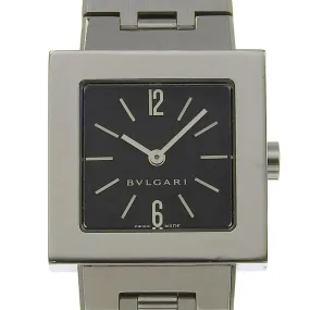 BVLGARI Watches Quartz SQ22SS Stainless Steel Silver Quadlard black dial Women Used Authentic