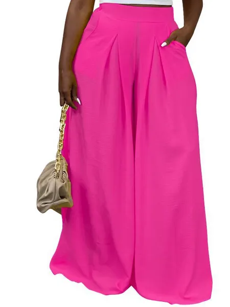 Casual Solid Color Wide Leg Pants