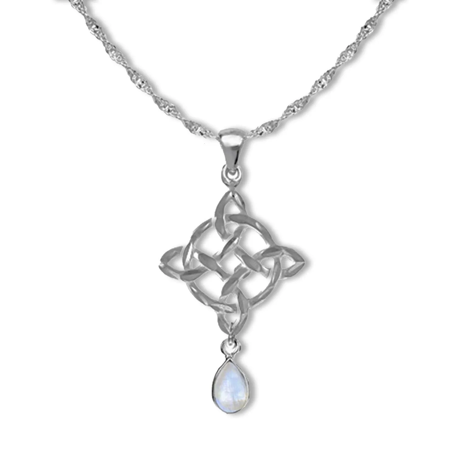 Celtic Pendant Necklace Moonstone Teardrop