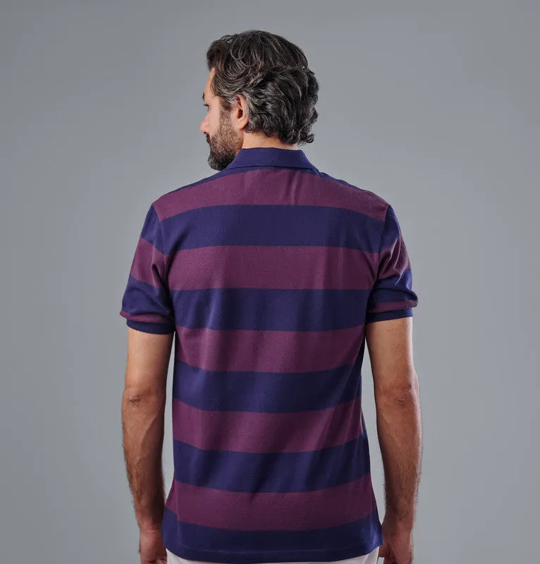 Classic Striped Polo Shirt - NAVY