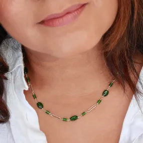 Cloud Forest - Chrome Diopside Silver Necklace