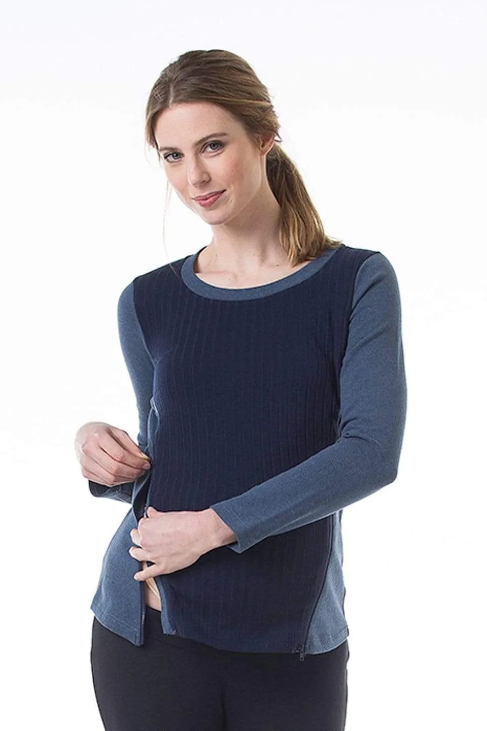 Clove Zipper Nursing Top Blue