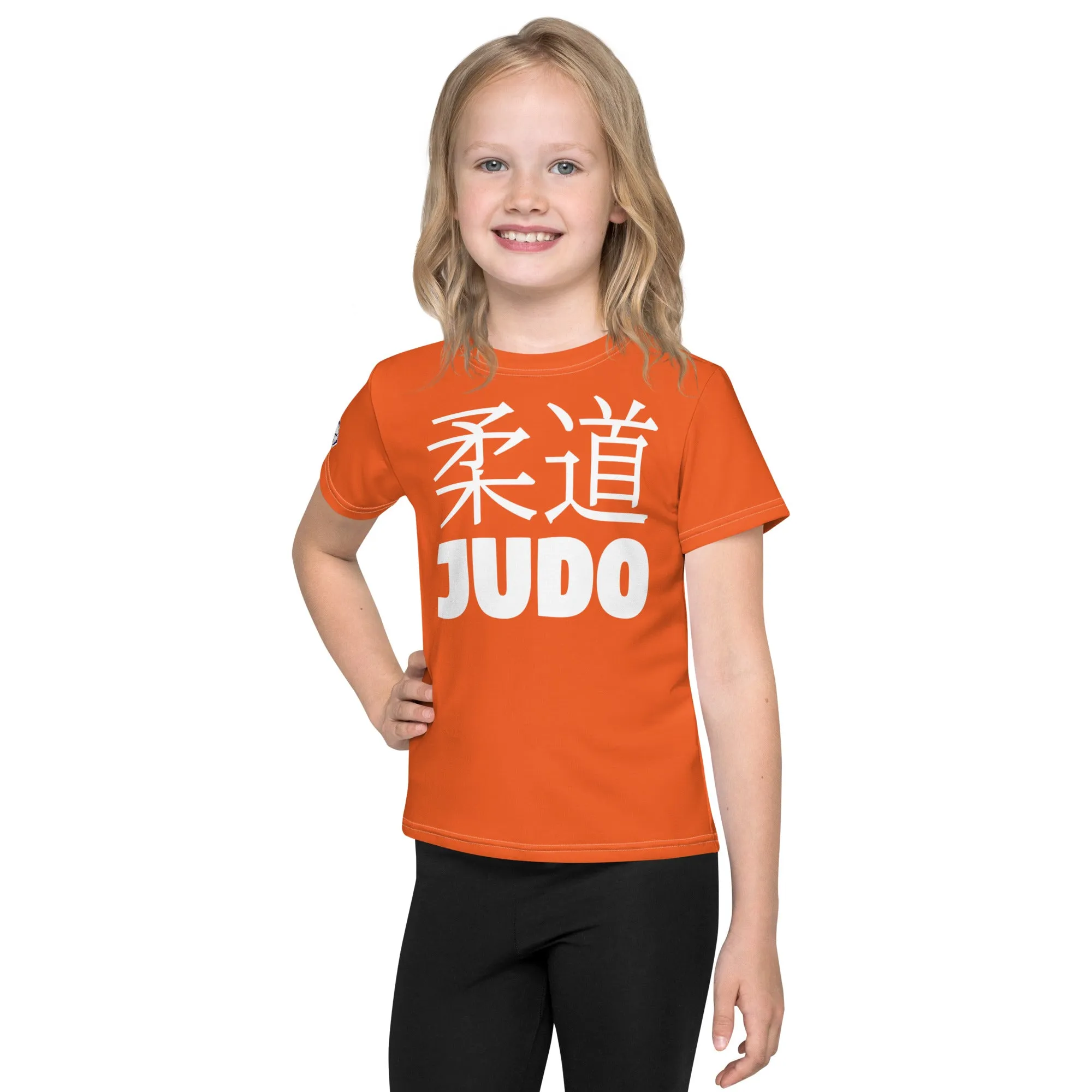 Colorful Confidence: Girl's Short Sleeve Classic Judo Rash Guard - Flamingo