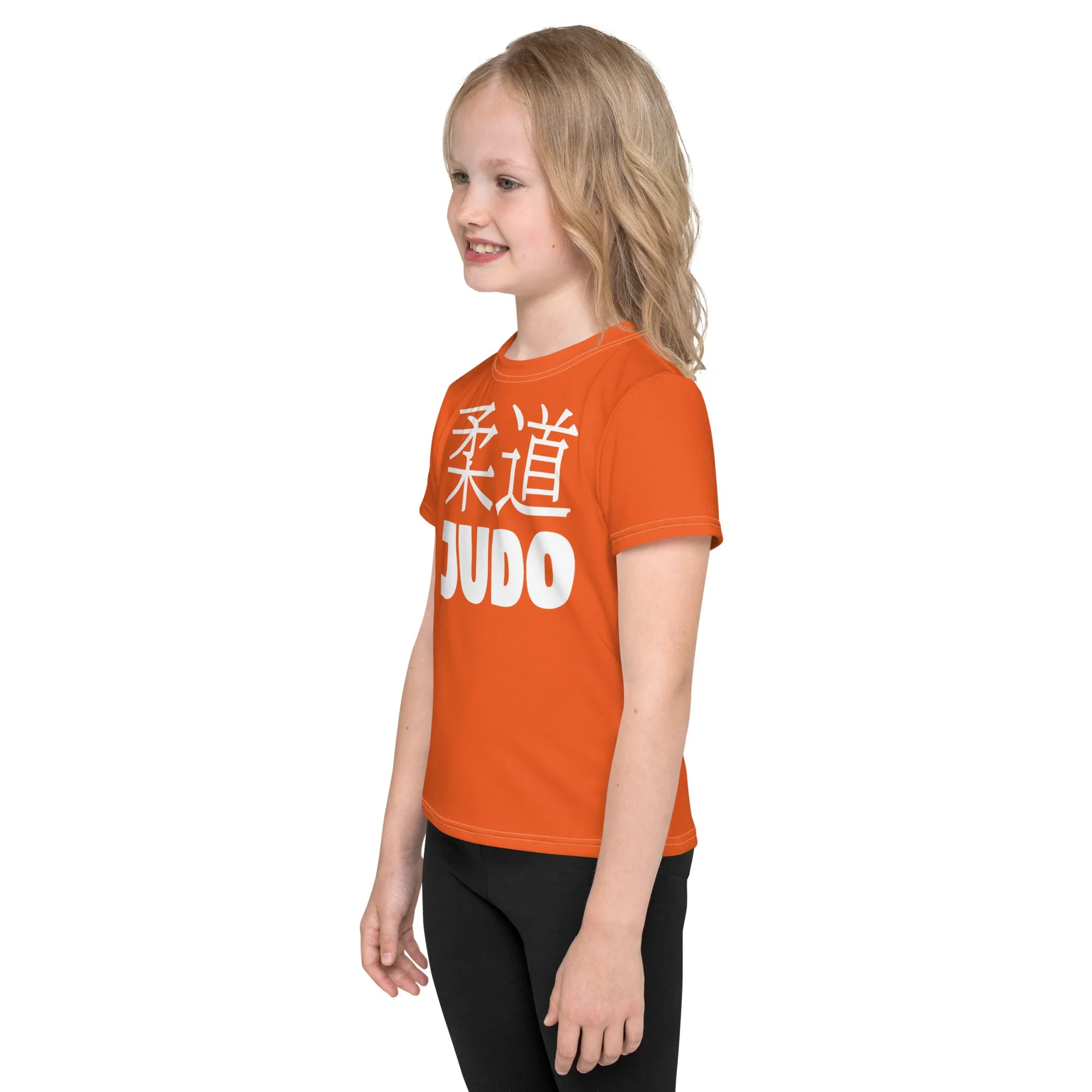 Colorful Confidence: Girl's Short Sleeve Classic Judo Rash Guard - Flamingo