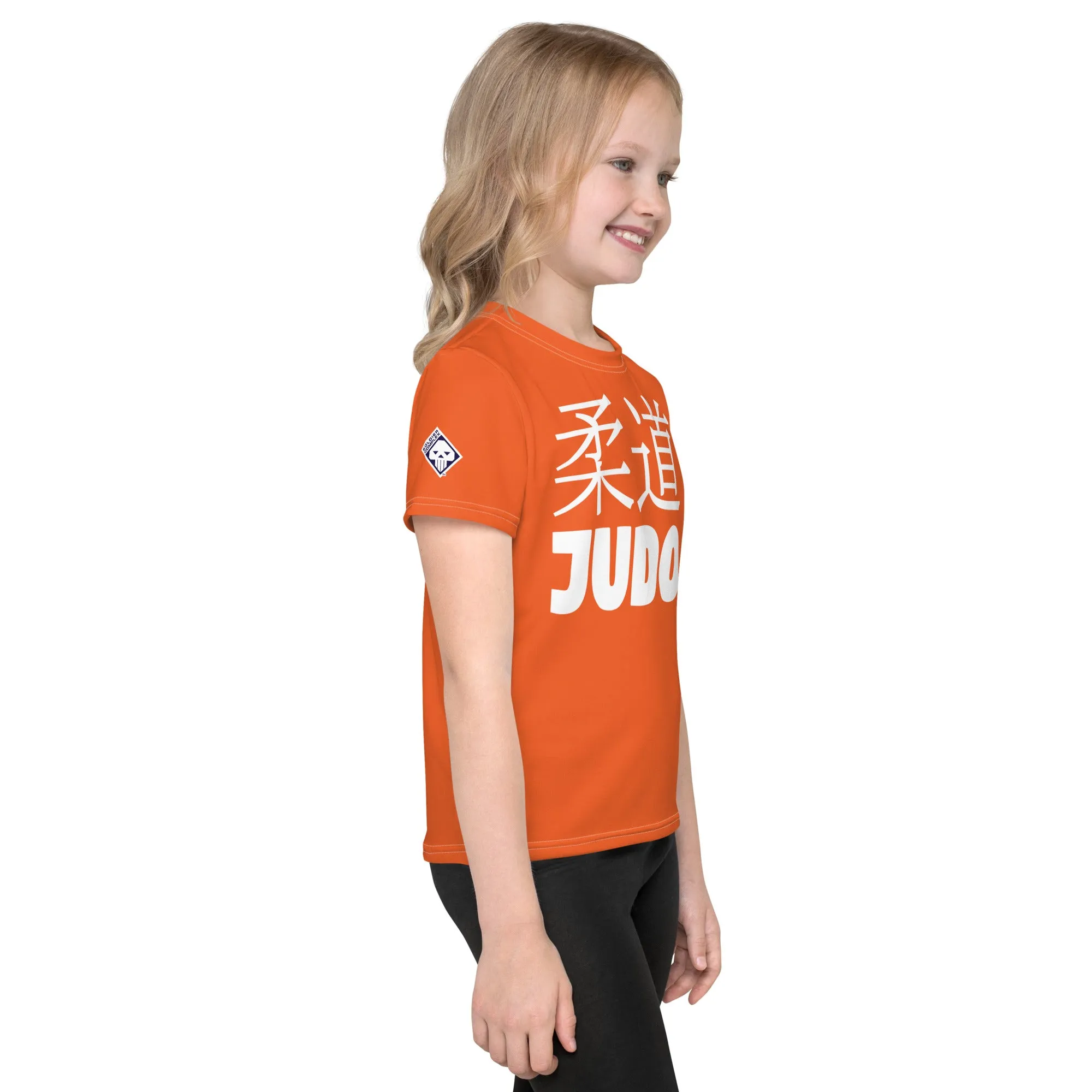 Colorful Confidence: Girl's Short Sleeve Classic Judo Rash Guard - Flamingo