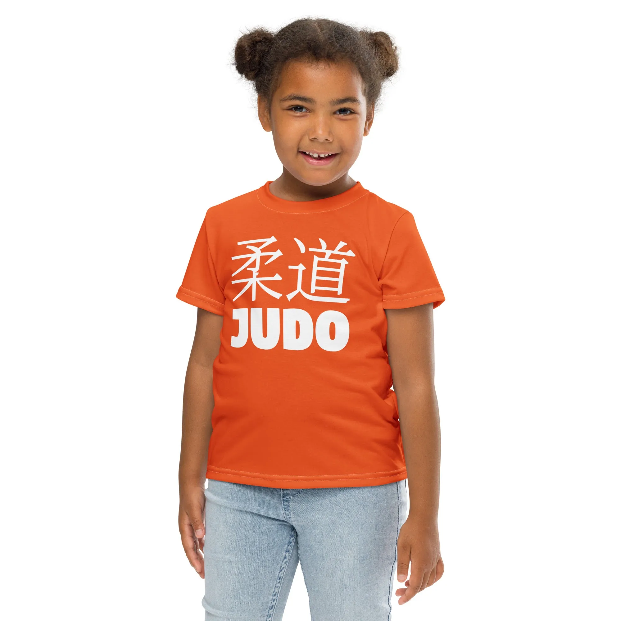 Colorful Confidence: Girl's Short Sleeve Classic Judo Rash Guard - Flamingo