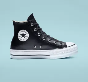 CONVERSE CHUCK PLATEAU LIFT BLACK LEATHER