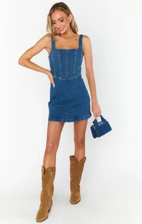 Corset Mini Dress ~ Blue Indigo