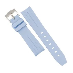 Curved End Rubber Strap for Omega x Swatch Moonswatch in Blue