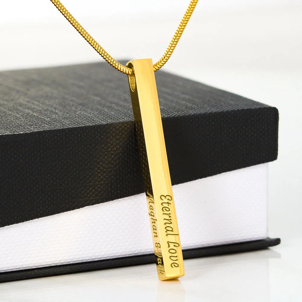 Custom 4 Sided Stick Bar Necklace -With Together We Are Everything Message Card To Wife