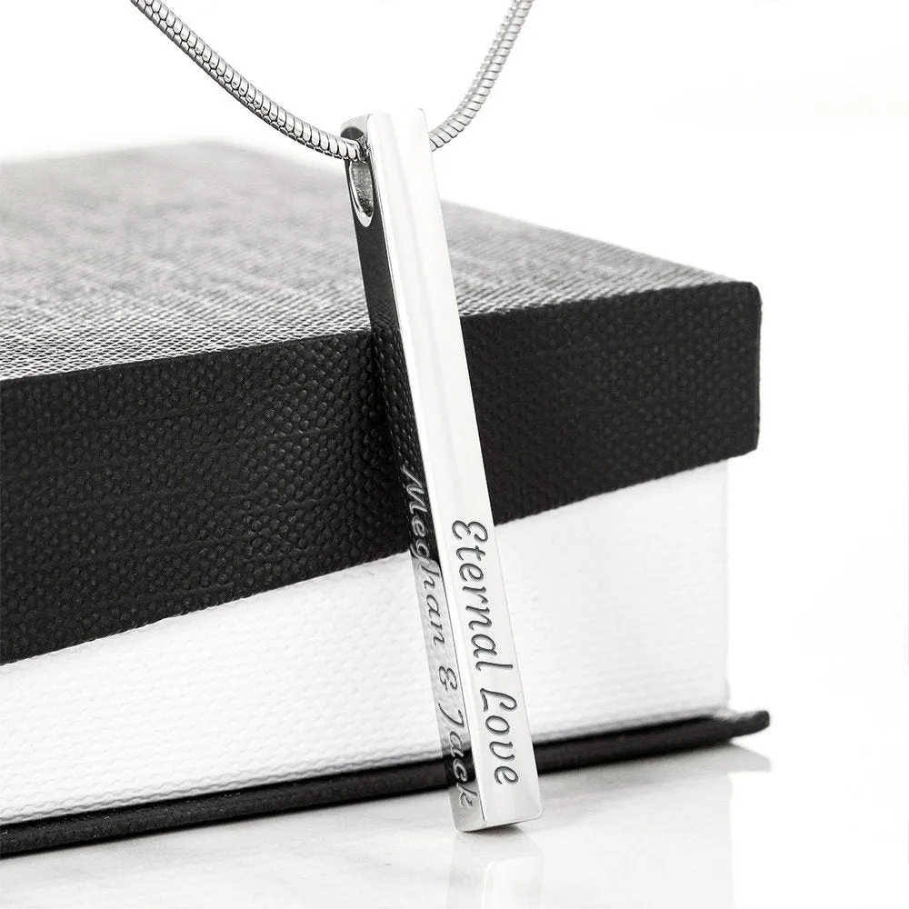 Custom 4 Sided Stick Bar Necklace -With Together We Are Everything Message Card To Wife