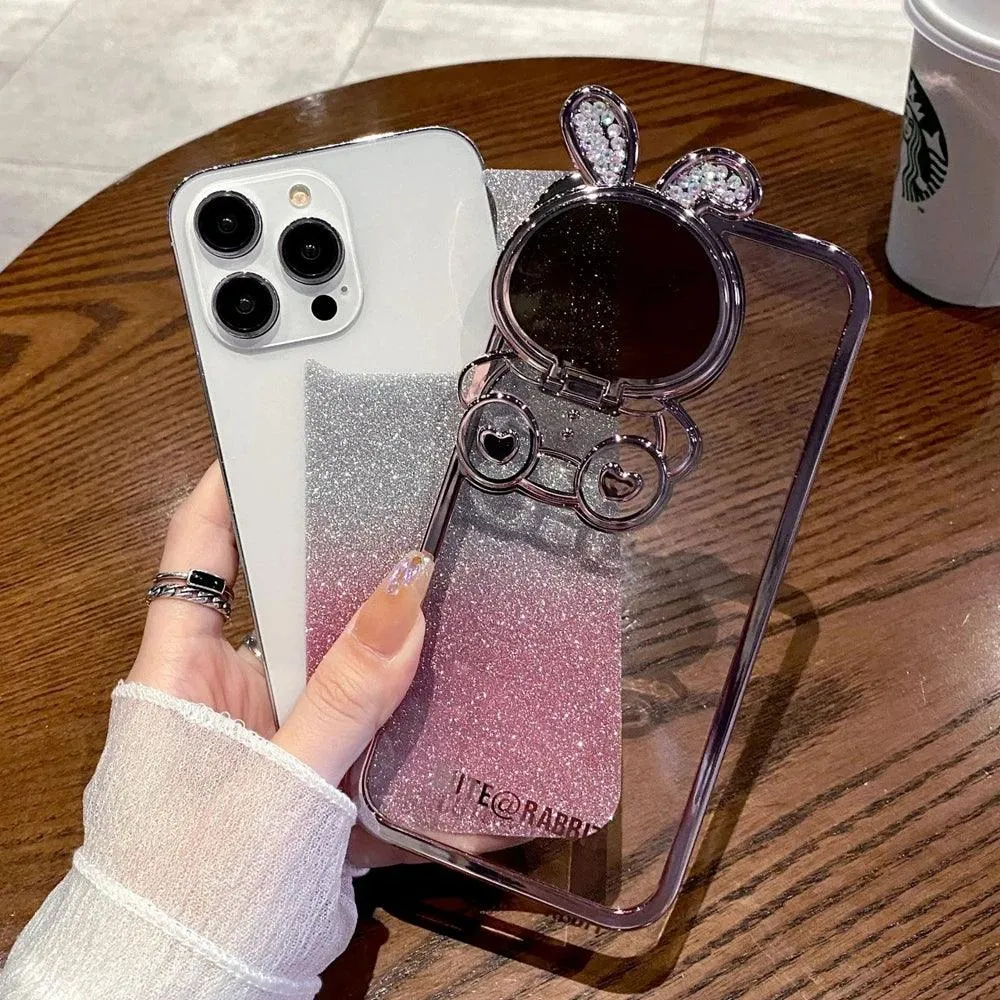 Cute Cartoon Rabbit Glitter Phone Cases for iPhone 14, 13, and 12 Pro Max: Stylish Covers