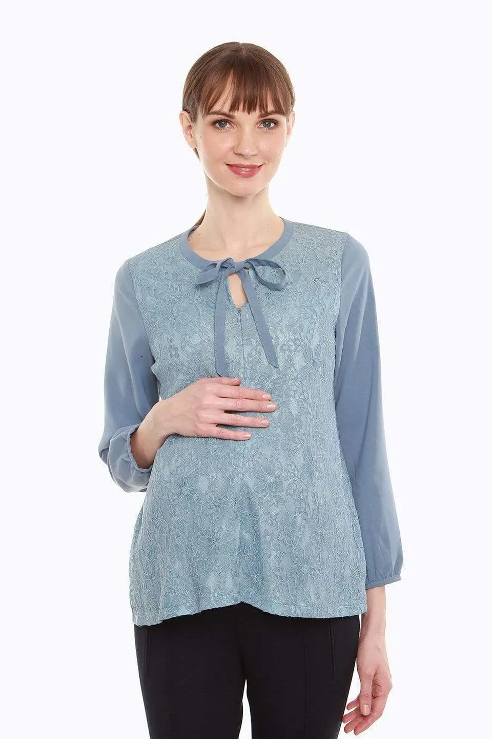 Cyra Nursing Top Pigeon Blue