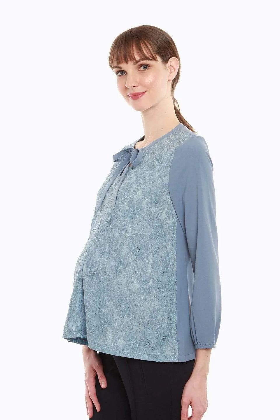 Cyra Nursing Top Pigeon Blue