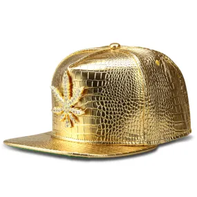 Dank Master Gold Weed Leaf Snapback - Gold