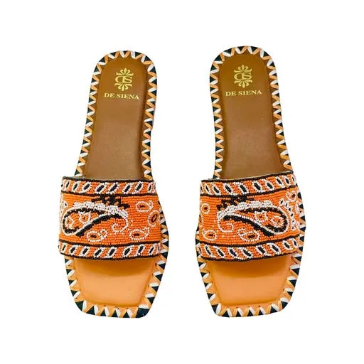 De Siena Bandana Arancia Flats Pantoletten