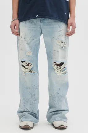 DOMREBEL  Quack Bootcut Jeans - Light Blue