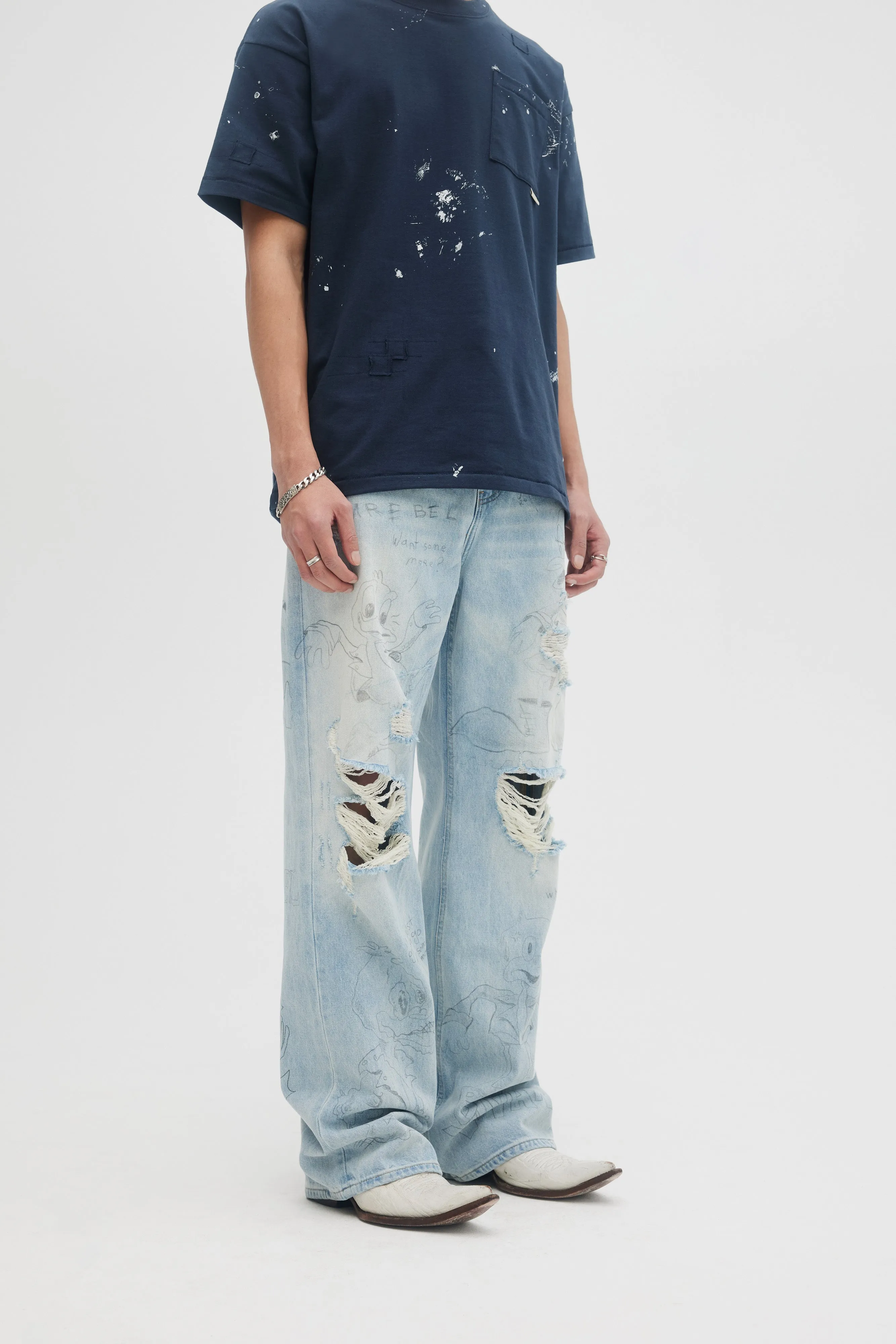 DOMREBEL  Quack Bootcut Jeans - Light Blue