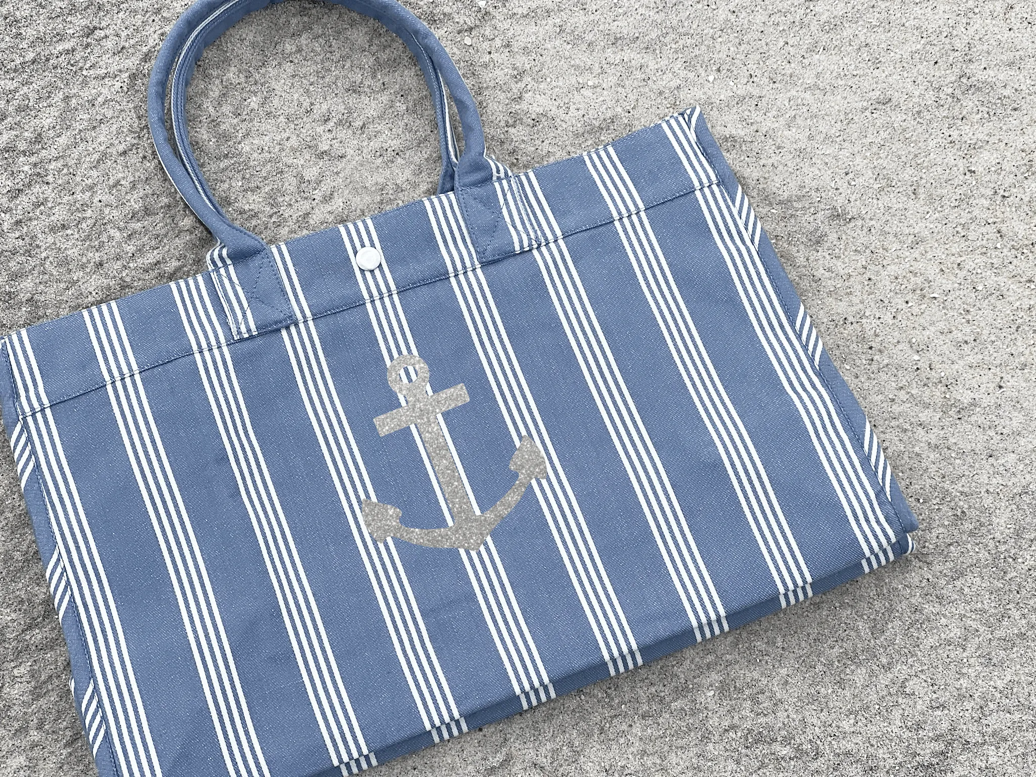 East West Bag - Blue Ticking Stripes