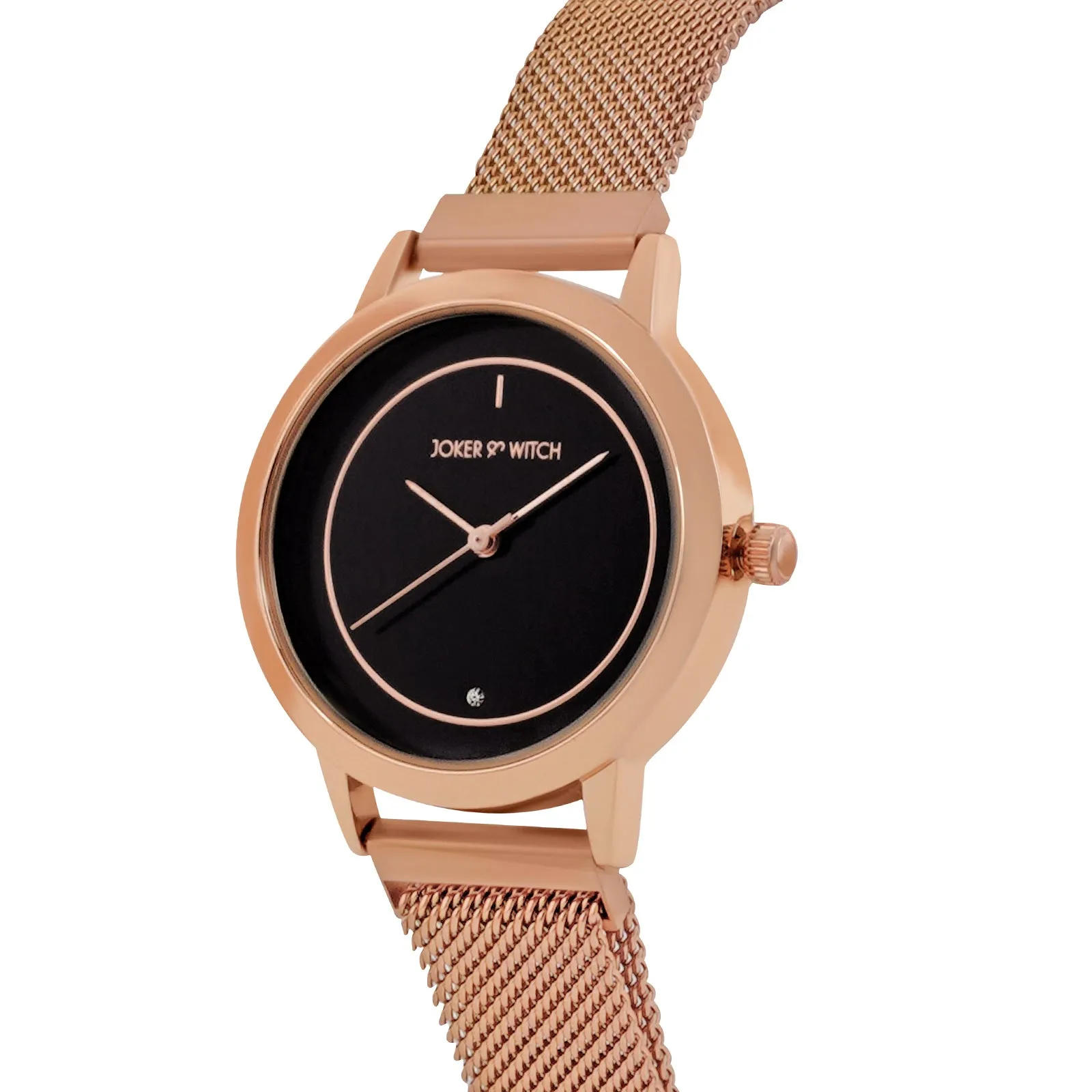 Eclipse Black Dial Rosegold Magnetic Mesh Strap Watch