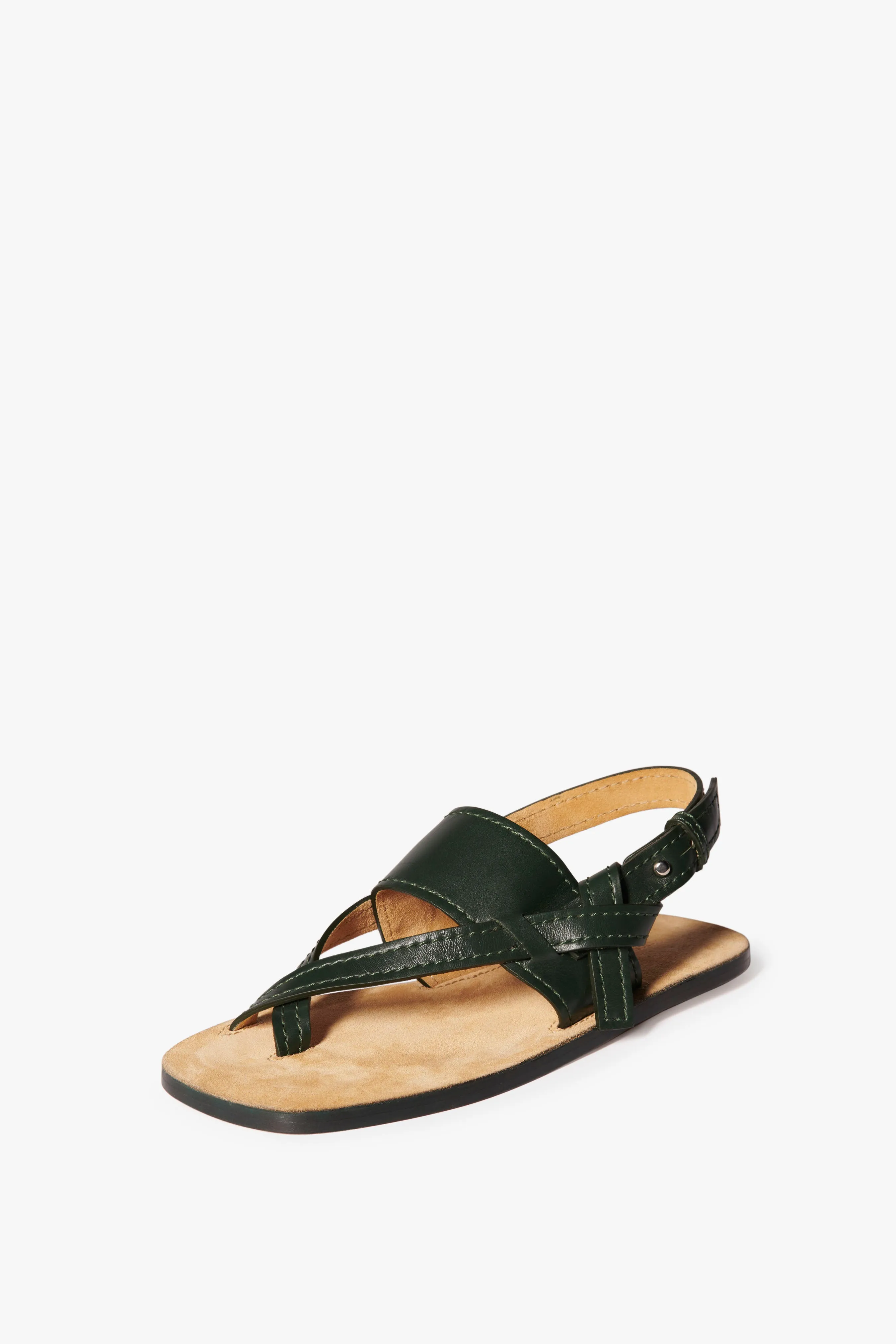 Eve Flat Sandal in Bottle Green