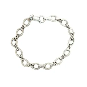 Fancy Bracelet with Textured and Twisted Links in 14K White Gold