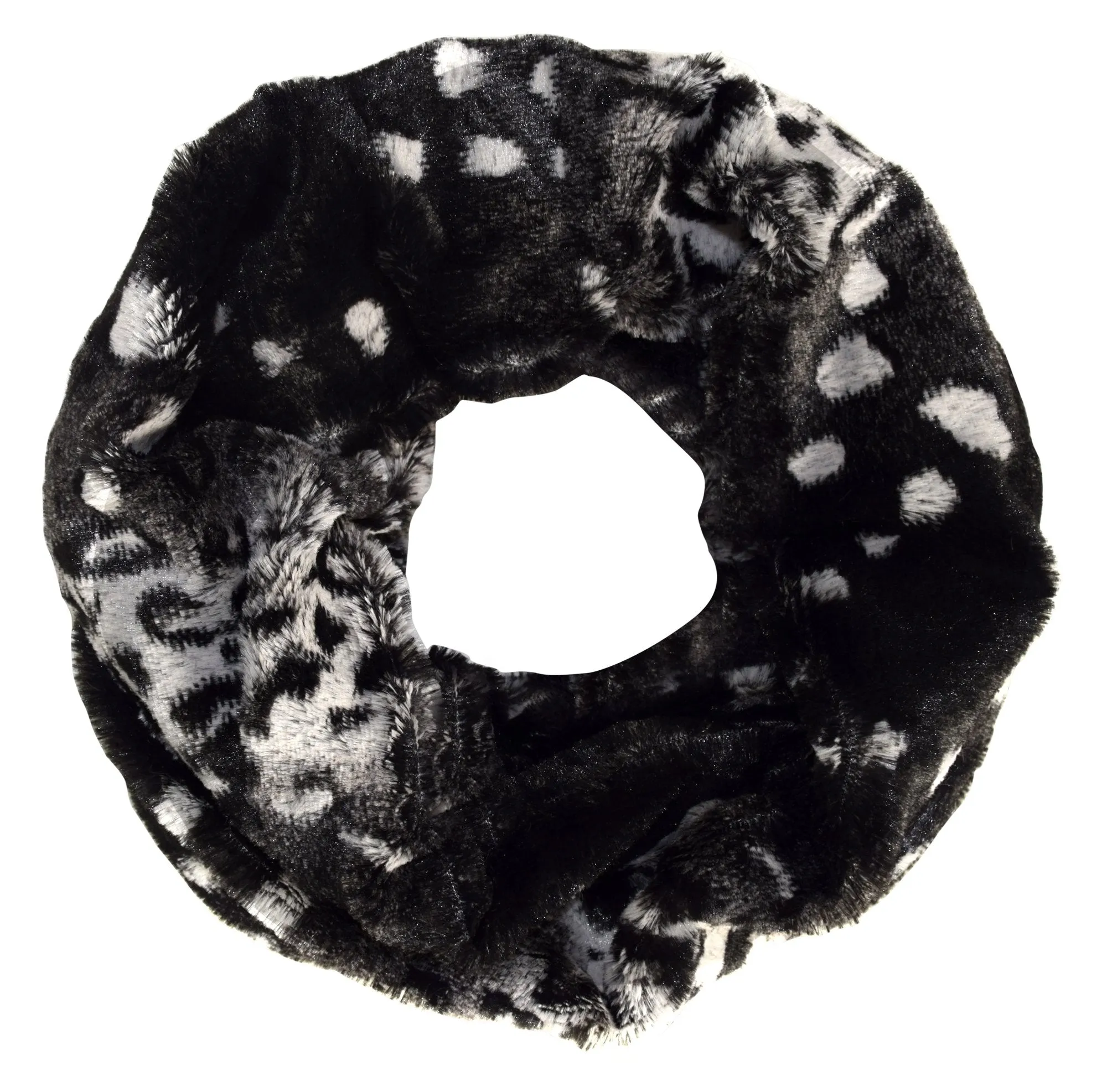 Faux fur Two Tone Plush Cowl Collar Infinity Loop Scarf