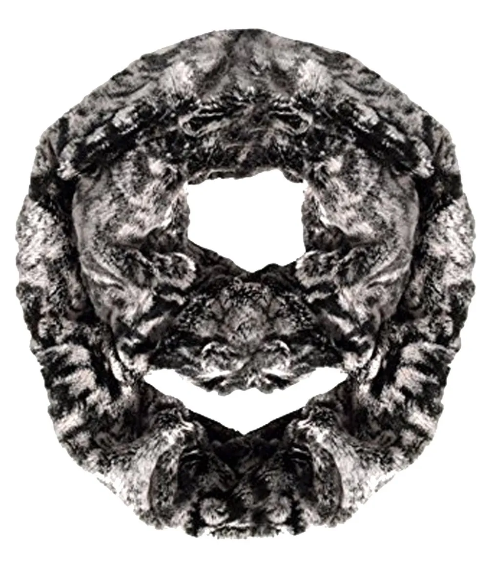 Faux fur Two Tone Plush Cowl Collar Infinity Loop Scarf