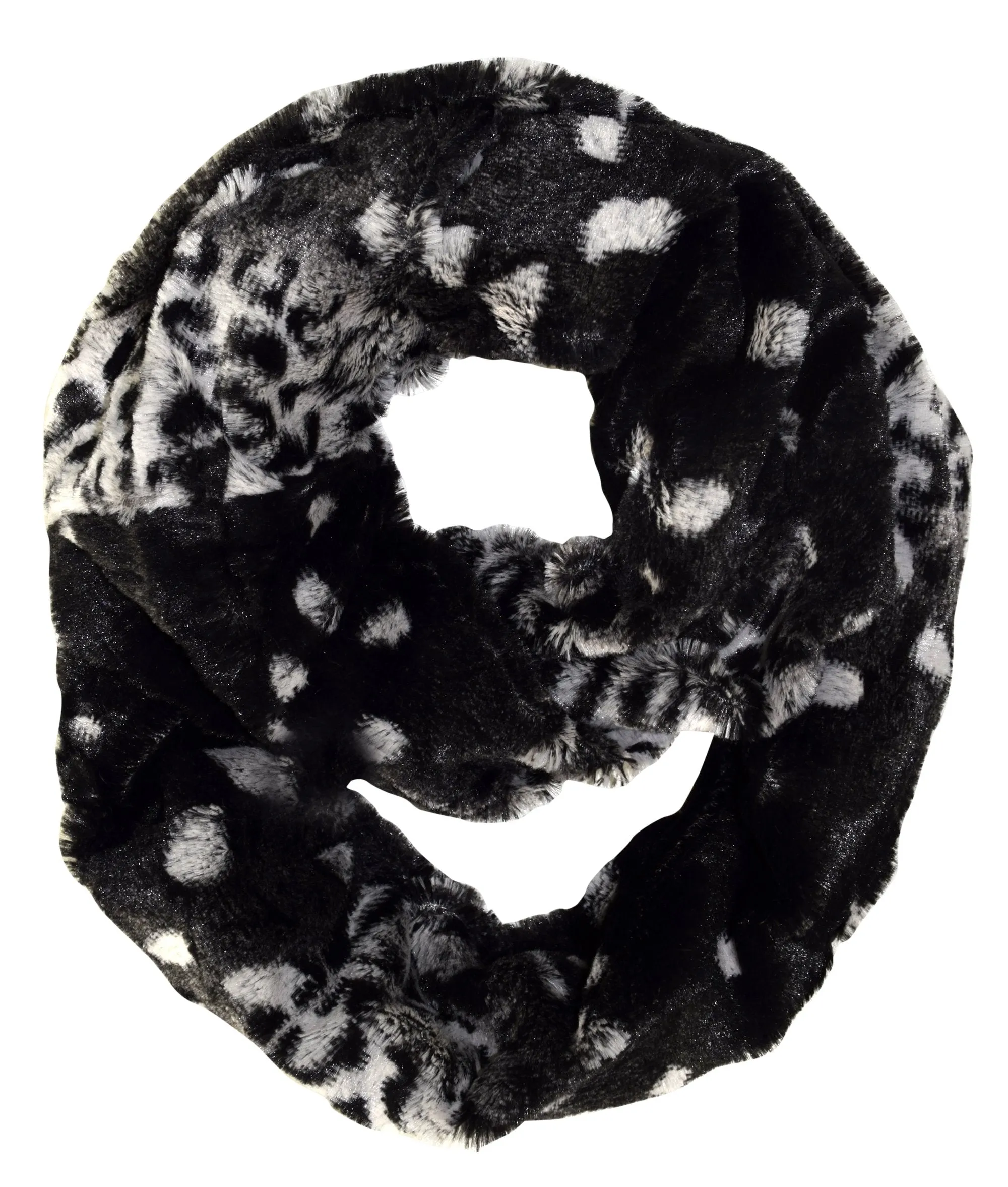 Faux fur Two Tone Plush Cowl Collar Infinity Loop Scarf