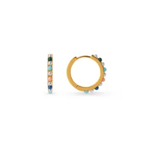 Fine Mixed Stone Small Hoop Earrings