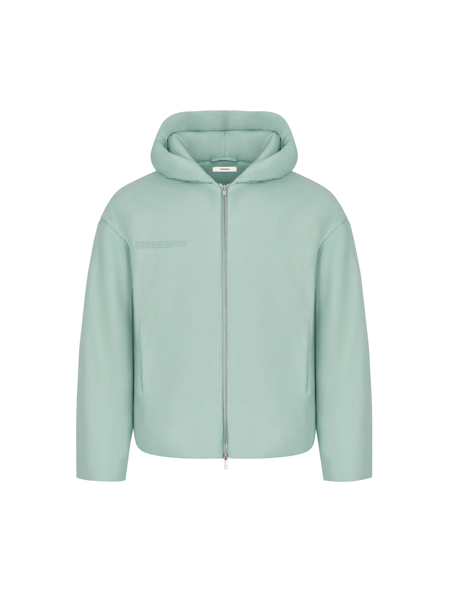 Flower-Warmth Padded Bomber Jacket—Eucalyptus Blue