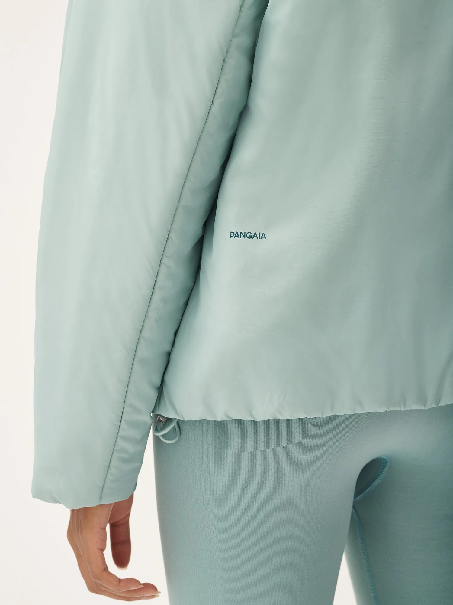 Flower-Warmth Padded Bomber Jacket—Eucalyptus Blue