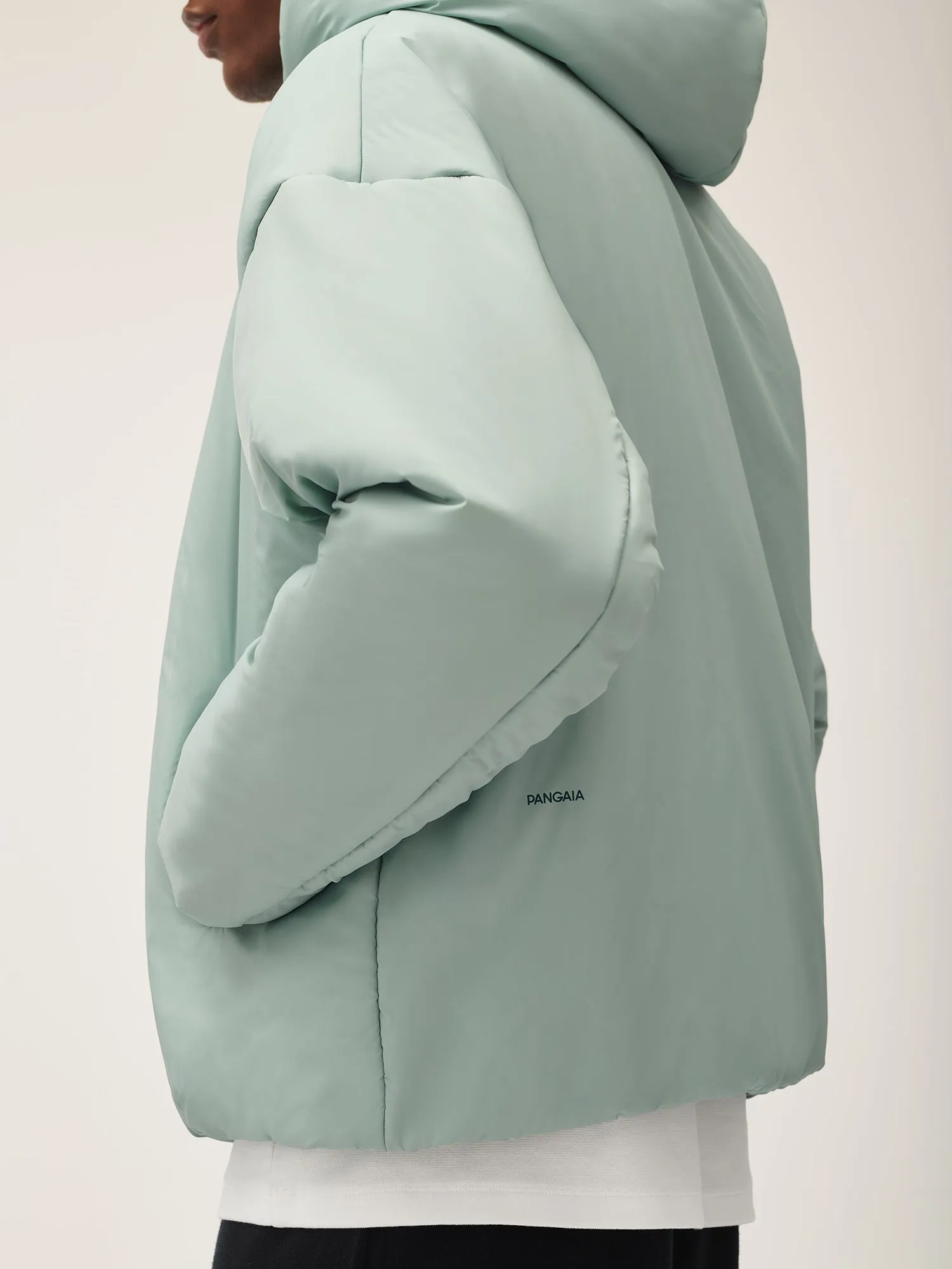 Flower-Warmth Padded Bomber Jacket—Eucalyptus Blue