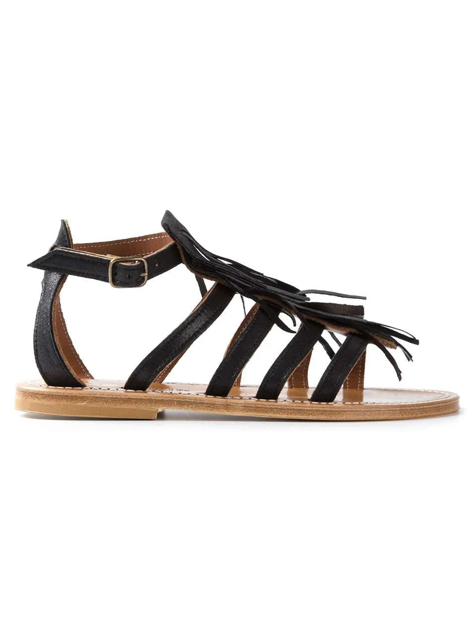 Fregate Fringe Sandals, Black