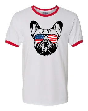 French Bulldog with Flag Bandana & Glasses Tee