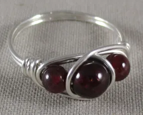 Garnet Wire Wrapped Ring 1pc (Custom Sizes)