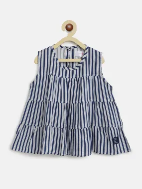 Girls Blue Striped Dress